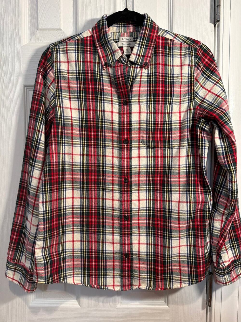 L.L. Bean Relaxed Fit Flannel Shirt Tartan Plaid XS